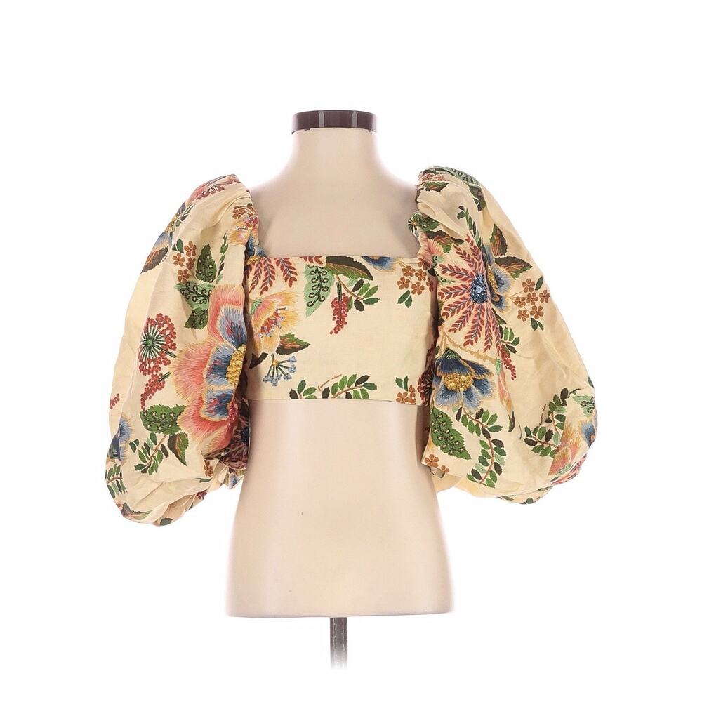 NWT FARM Rio Delicate Garden Crop Top Puff Sleeves XXS 2XS - Picture 2 of 4